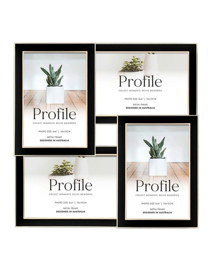Eternal Solid Metal Collage Photo Frame Multi 4 4x6" in Black/Rose Gold