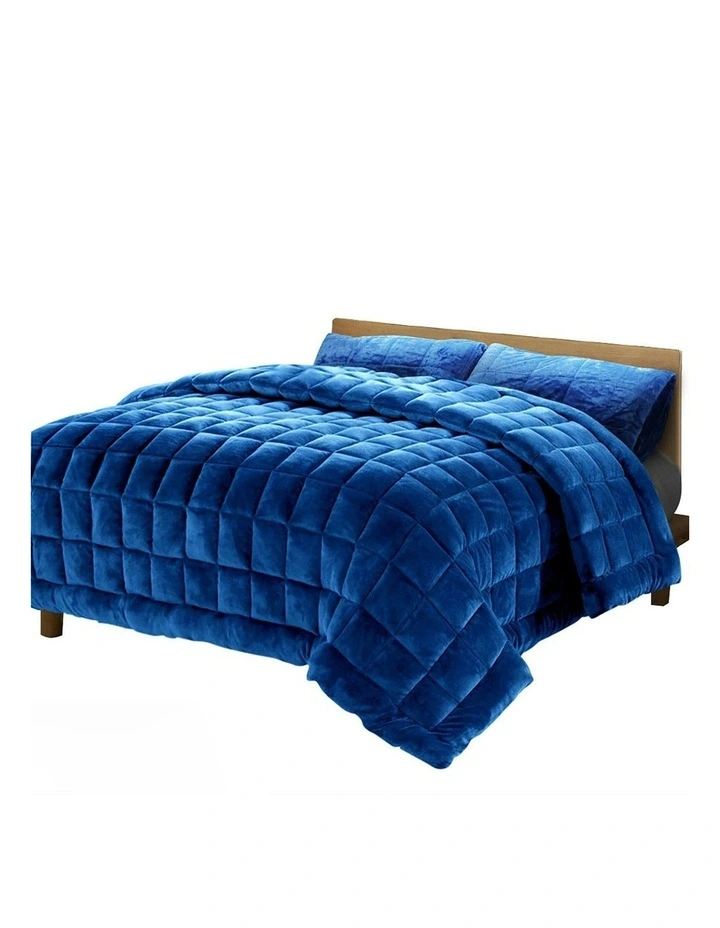 Faux Mink Quilt Fleece King in Teal
