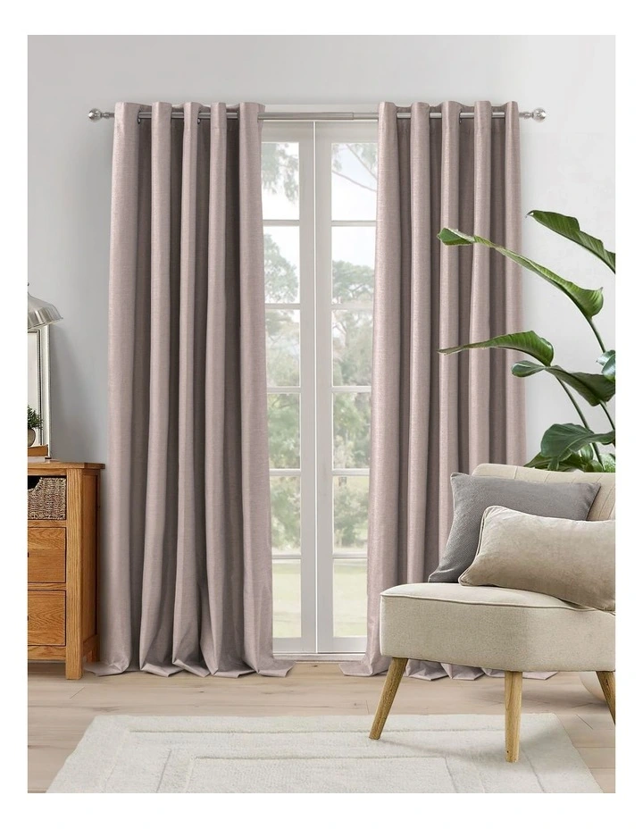Blockout Eyelet Curtain Pair in Cinnamon