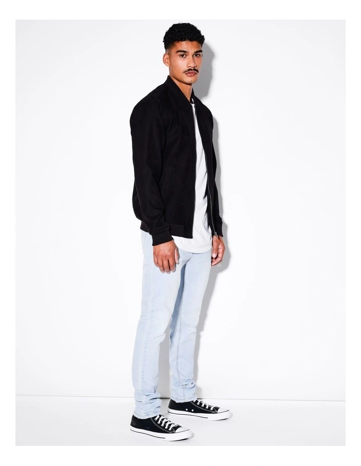 Travis Sueded Bomber Jacket in Black