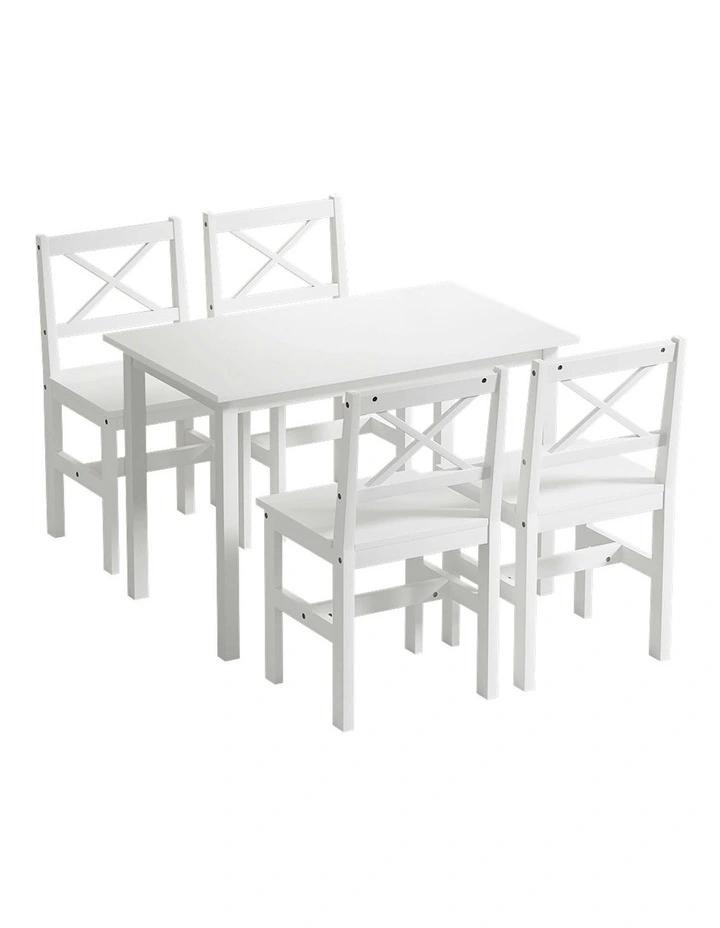 Kaye 4-Seater Table and Chair Set in White