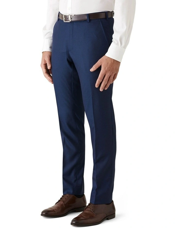 Tailored Fit Fabio Geometric Check Wool Suit Trouser Blue