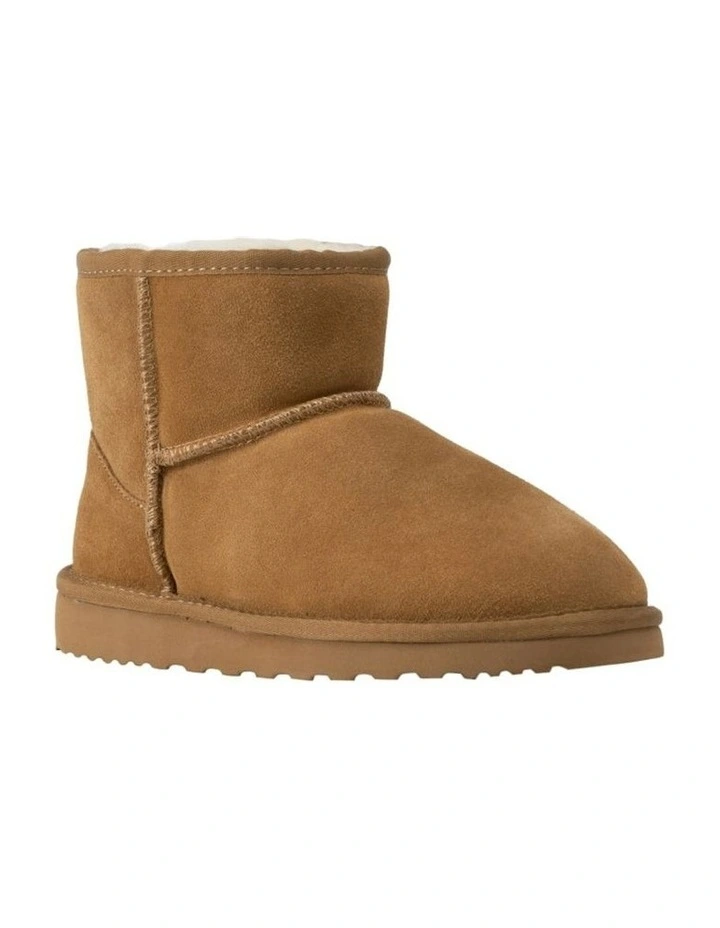 Short Sheepskin Ankle Boot in Camel