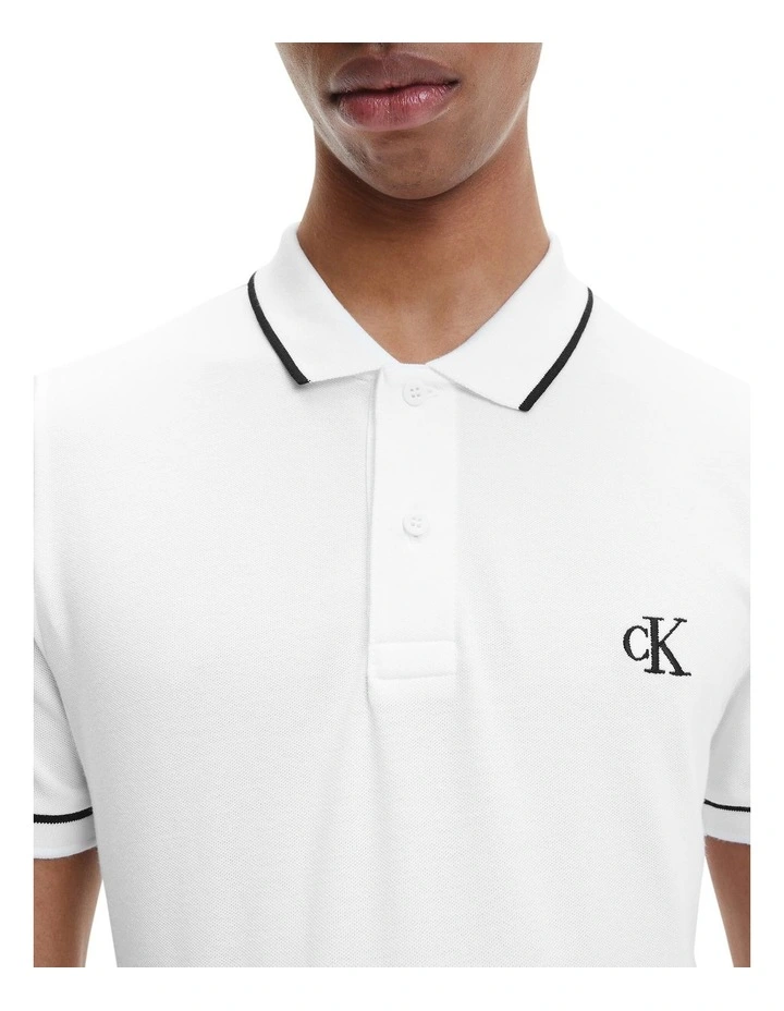 Tipping Slim Polo in Bright White