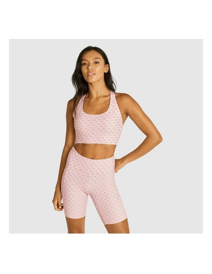 Medium Impact Adjustable Sports Bra in Pink Geo