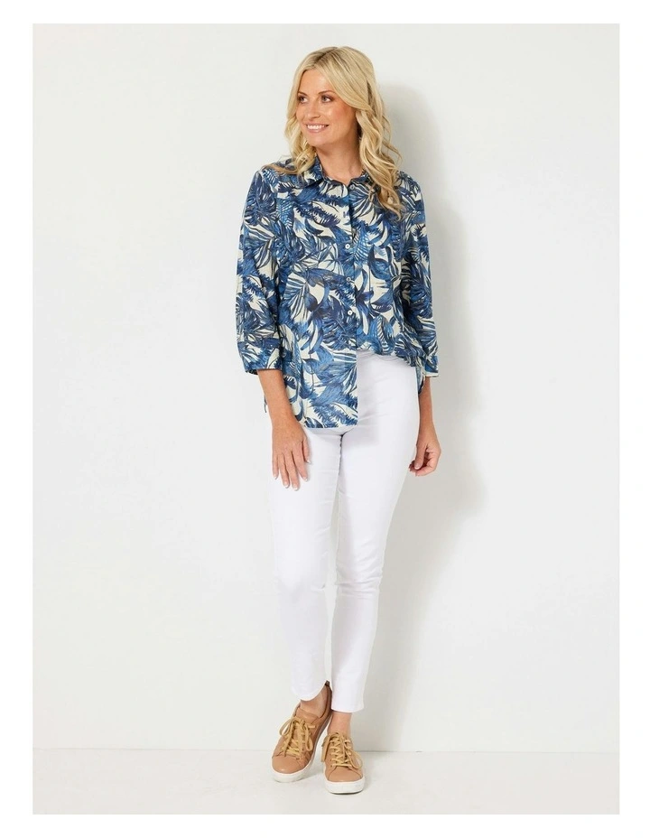 Bonjour 3/4 Sleeve Shirt in Blue