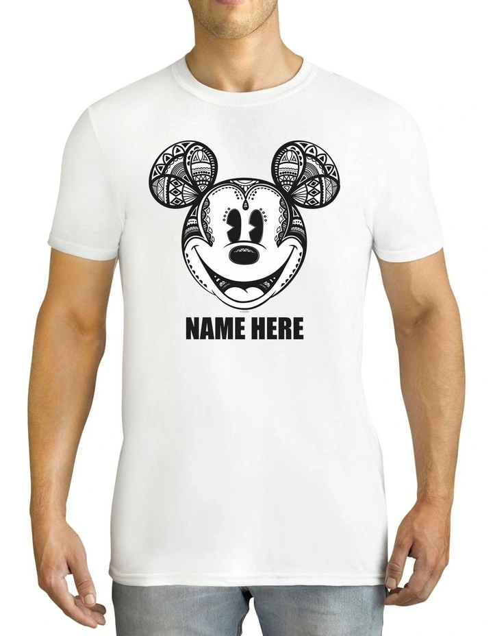 Men's Disney Mickey Mouse Geo Personalised Cotton T Shirt