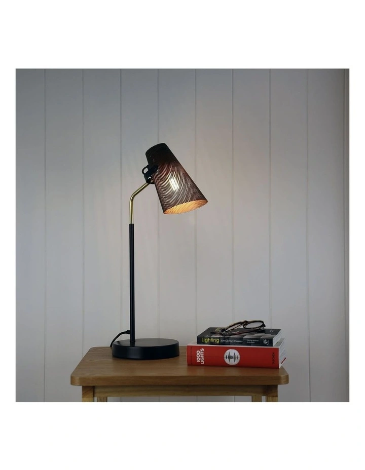Perfo Desk Lamp Black & Brass