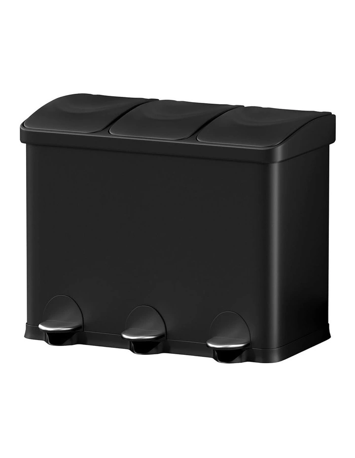 Triple Compartments Waste Recycle Dustbins 45L in Black