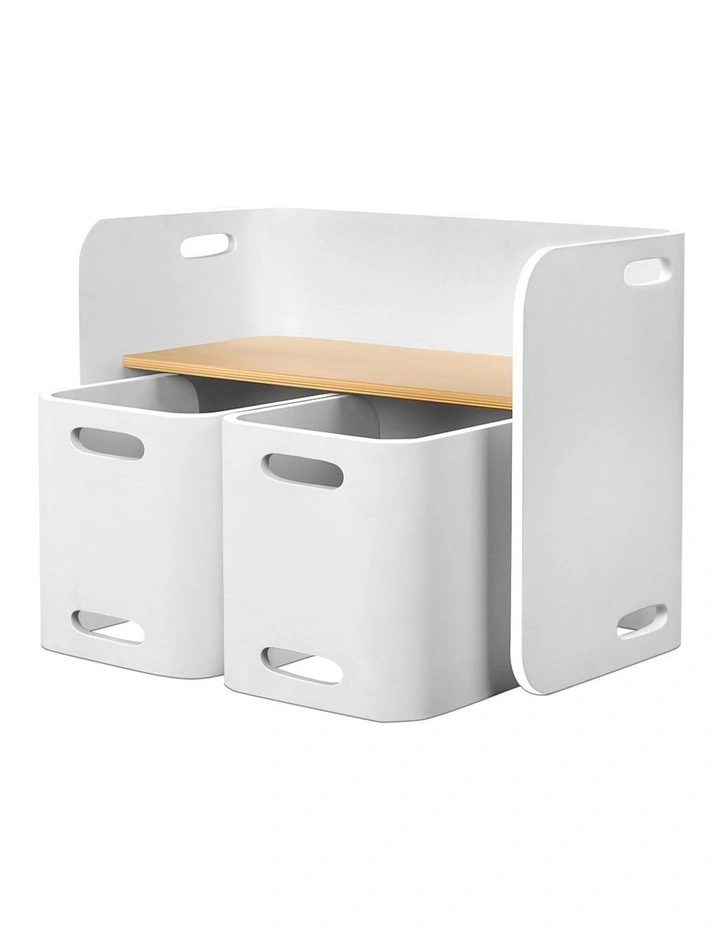 3 Peice Table and Chair Set in White/Nature
