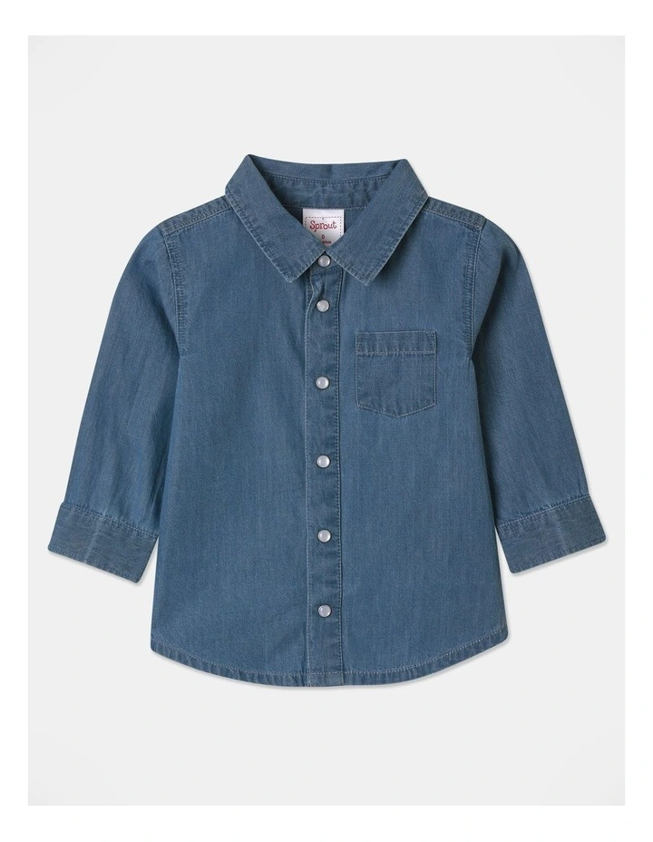 Chambray Long Sleeve Shirt in Denim