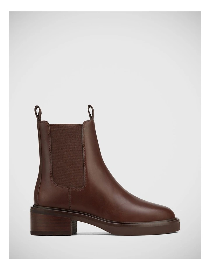 Gina Leather Ankle Boot in Hickory