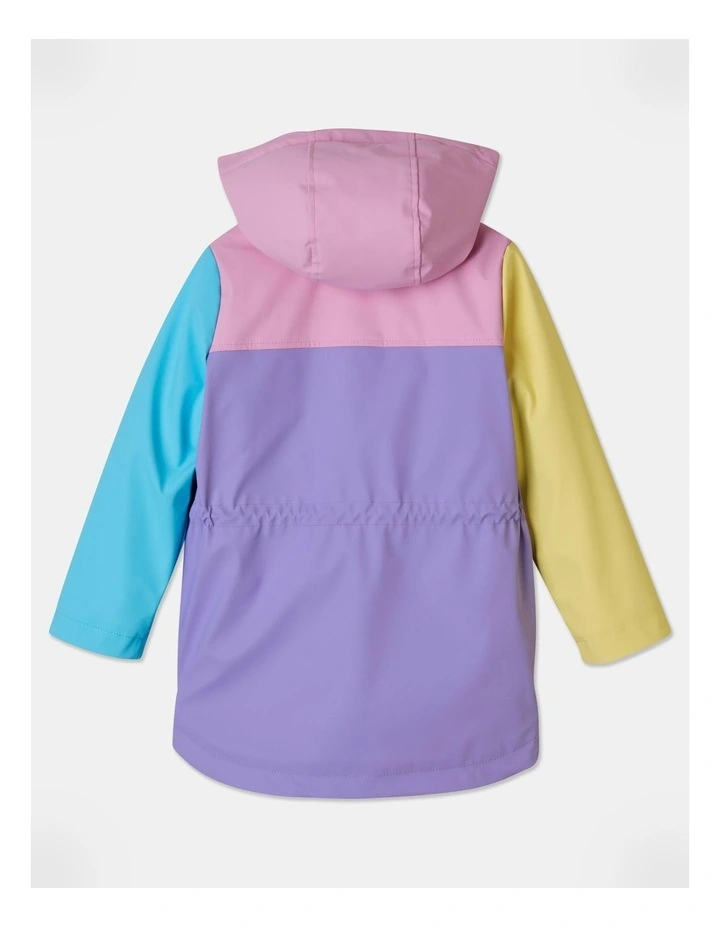 Sherpa Lined Hooded Raincoat in Rainbow