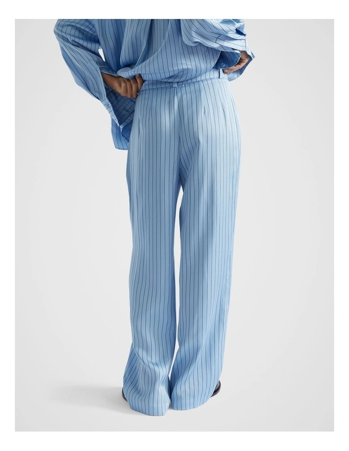 Pinstripe Pleat Pant in Capri Stripe