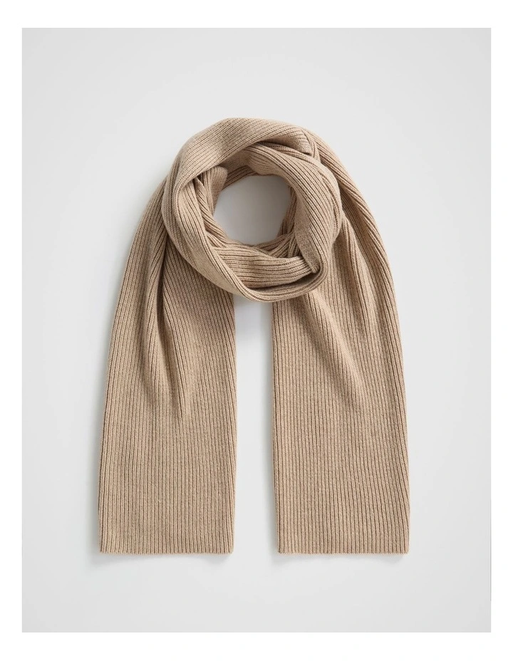 Rib Knit Scarf in Champagne Beige Marle