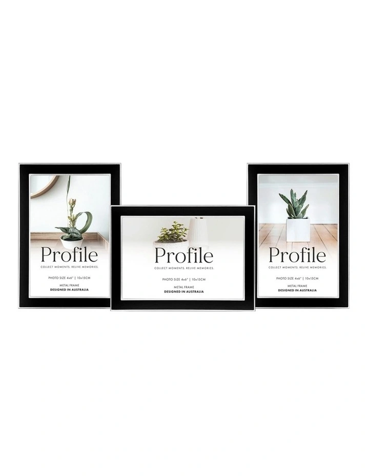 Eternal Solid Metal Collage Photo Frame Multi 3 4x6" in Black/Silver