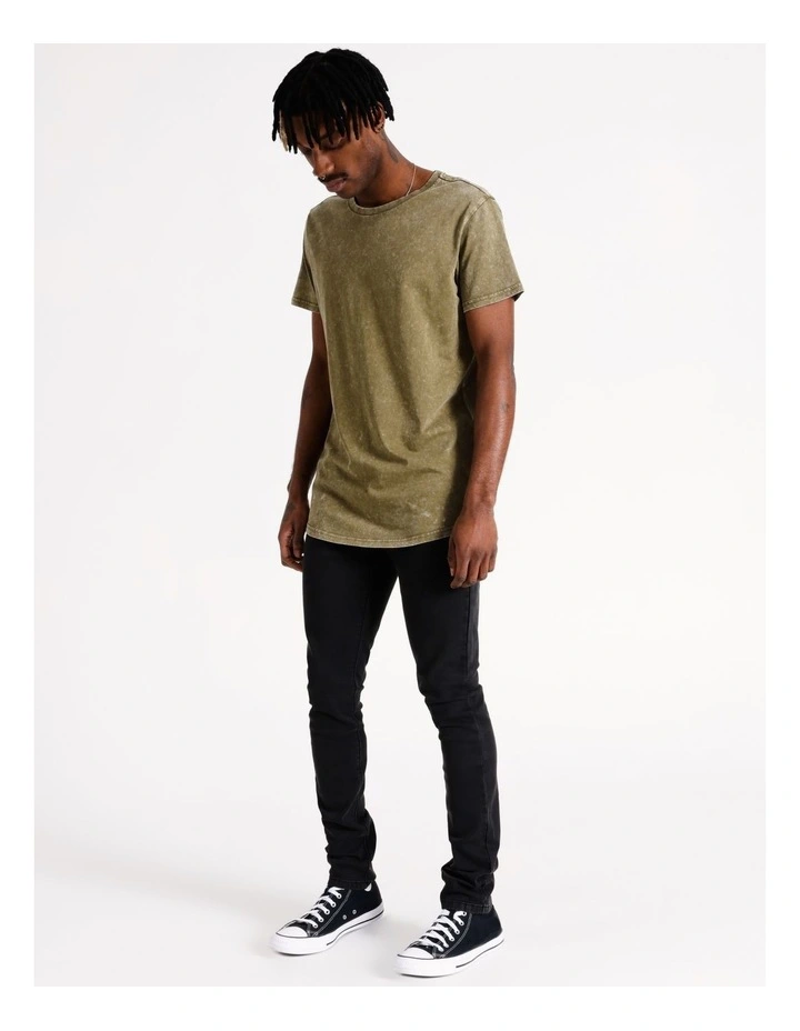 Esperance Acid Wash Tee in Khaki Green