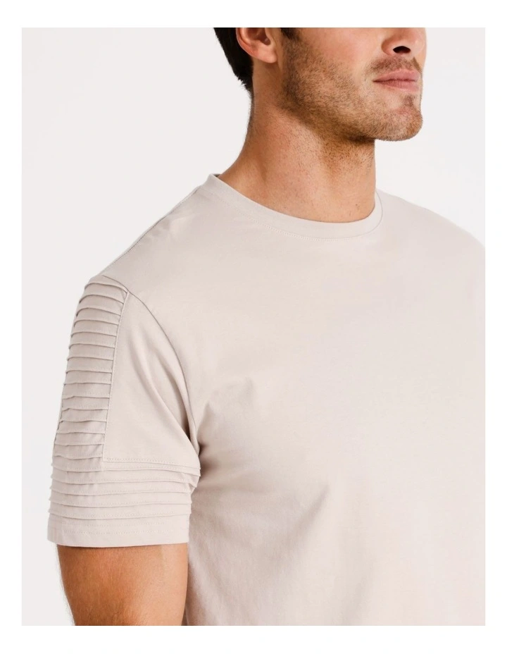 Maverick Pin Tuck Sleeve T-shirt in Bone