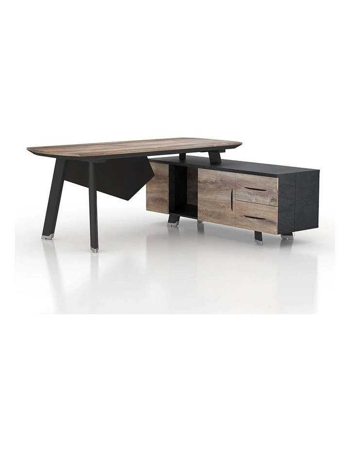 Arto Executive Office Desk With Right Return 1.8m Mahogany Black