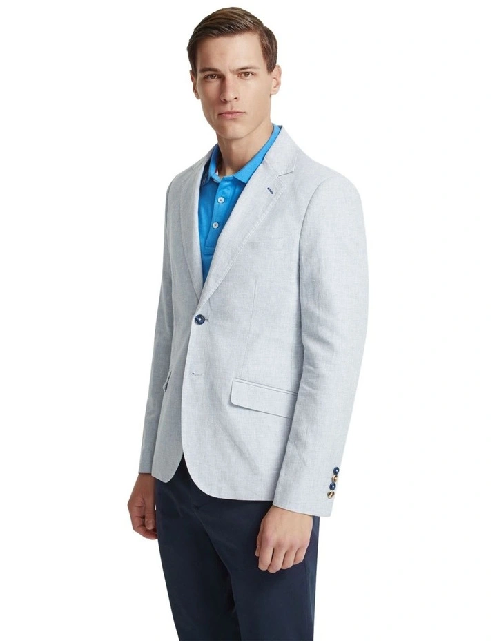 Blake Linen Blend Blazer in Sky