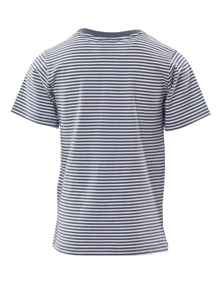Pocket Stripe Tee (3-7 Years) in Blue