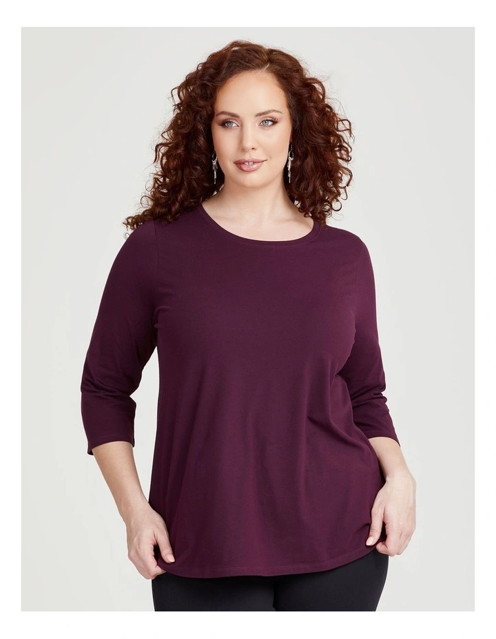 Australian Cotton 3/4 T-shirt in Merlot