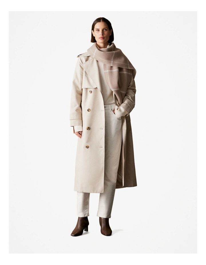 Wool Blend Button Detail Relaxed Rollneck in Parchment