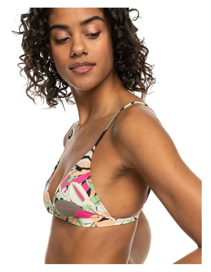 Printed Beach Classics Tri Bikini Top in Anthracite Palmsongs