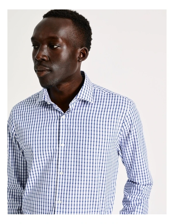 Tailored Long Sleeve 1 Colour Check Shirt in Blue