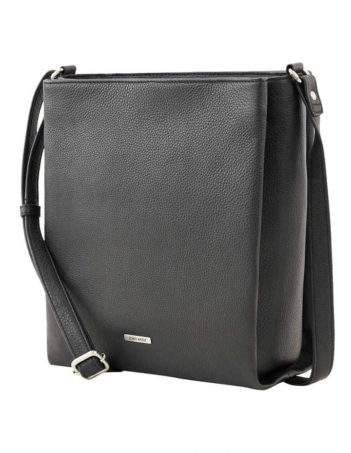 Atlantis Black Leather Crossbody Bag