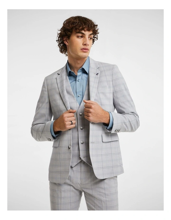 Marseille Slim Suit Jacket in Silver