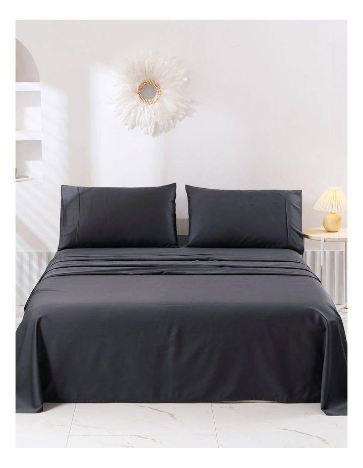 400TC Bamboo Cotton Blend Sateen Sheet Set in Charcoal