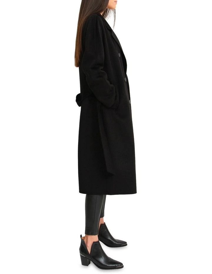 Boss Girl Double-Breasted Lined Wool Coat Black