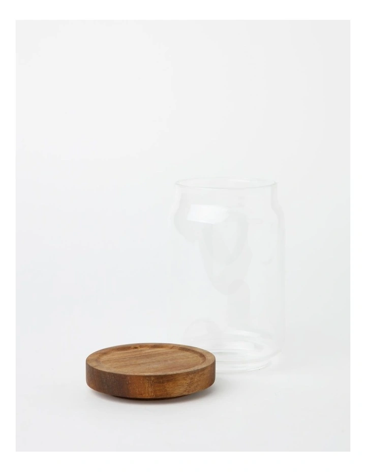 Glass Storage Jar with Acacia Lid 700ml in Clear