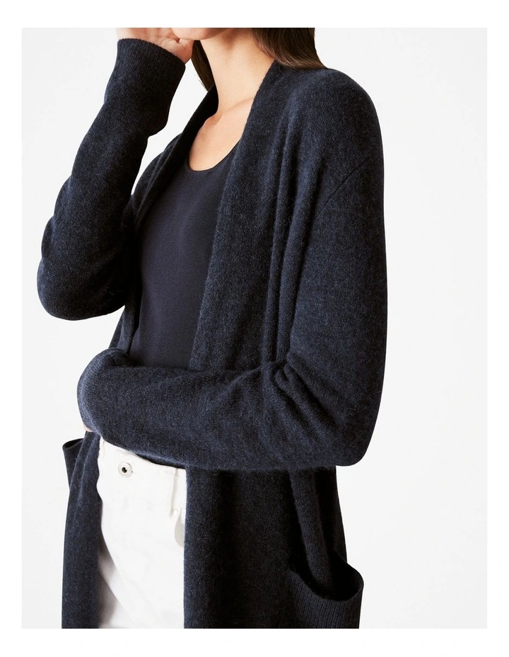 Alpaca Merino Blend Longline Cardigan in Night Sky