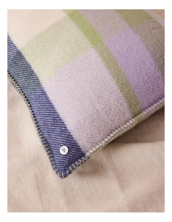 Morgan Wool Gingham Cushion Cover 65x40cm in Willow