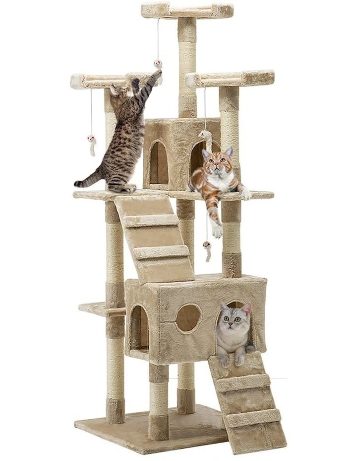 Cat Tree Tower Scratching Wood Condo House 180cm