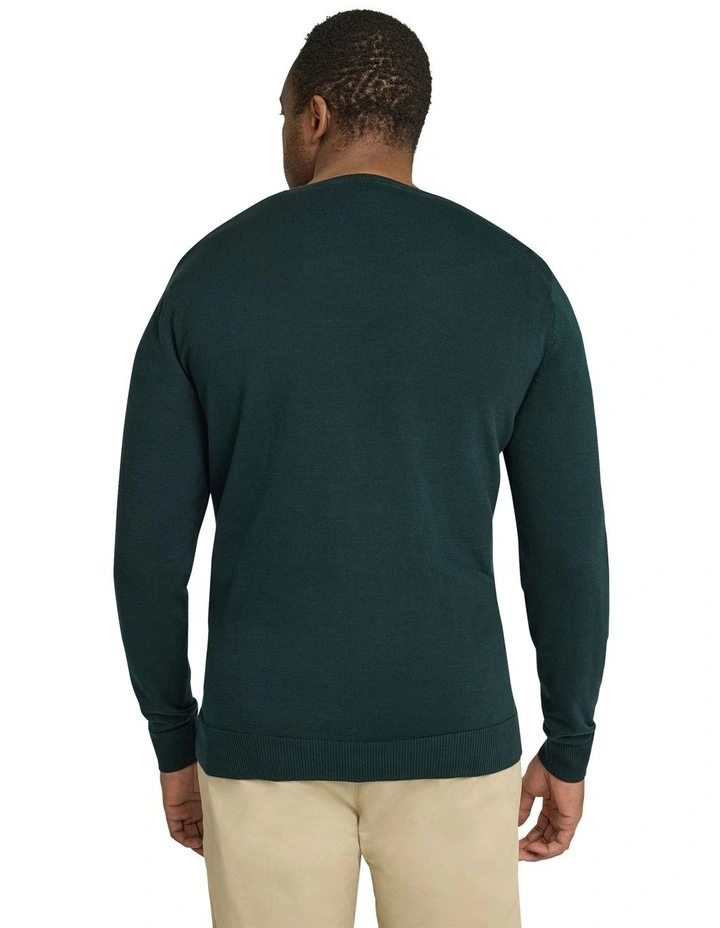 Essential V Neck Sweater in Pine