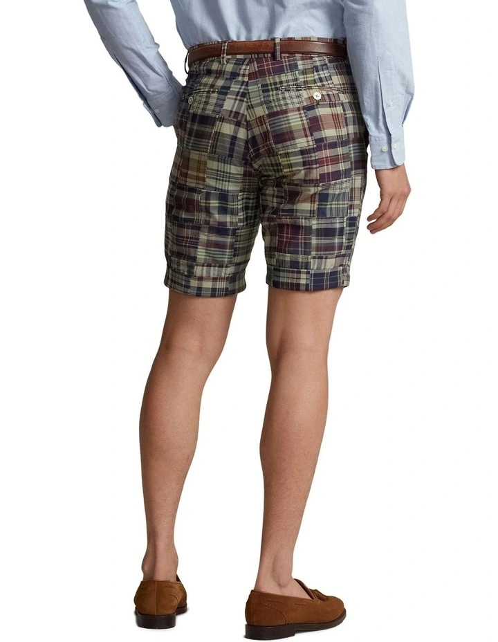 8.5-Inch Patchwork Madras Shorts in Blue