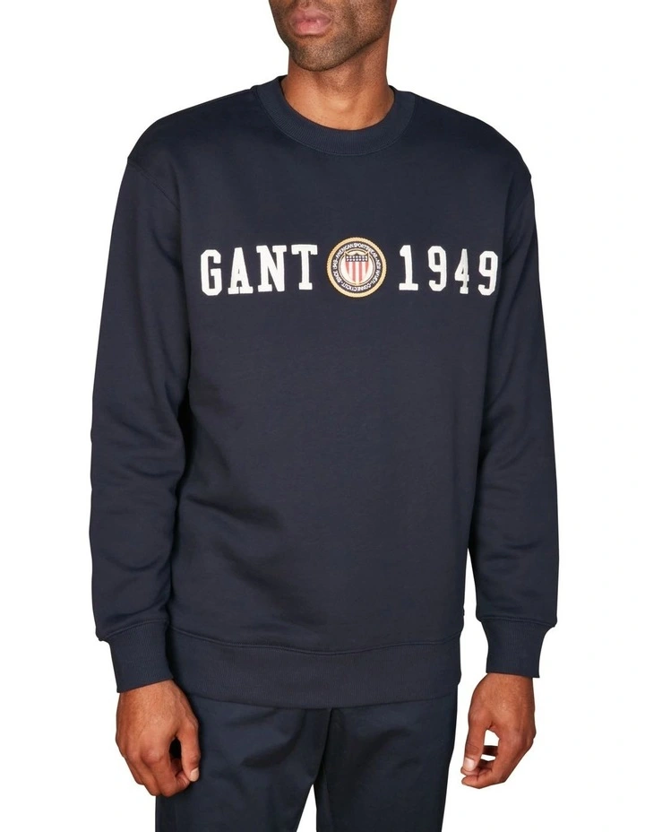 Crest Shield Crew Neck Sweatshirt in Evening Blue