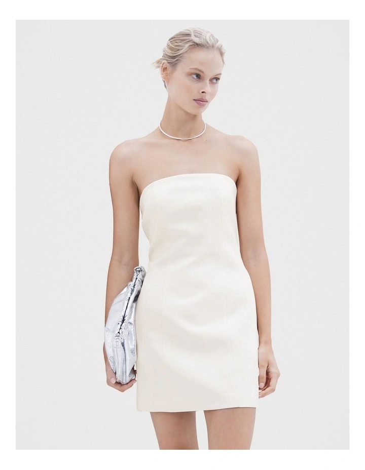 Strapless Seam Detail Dress in Stone