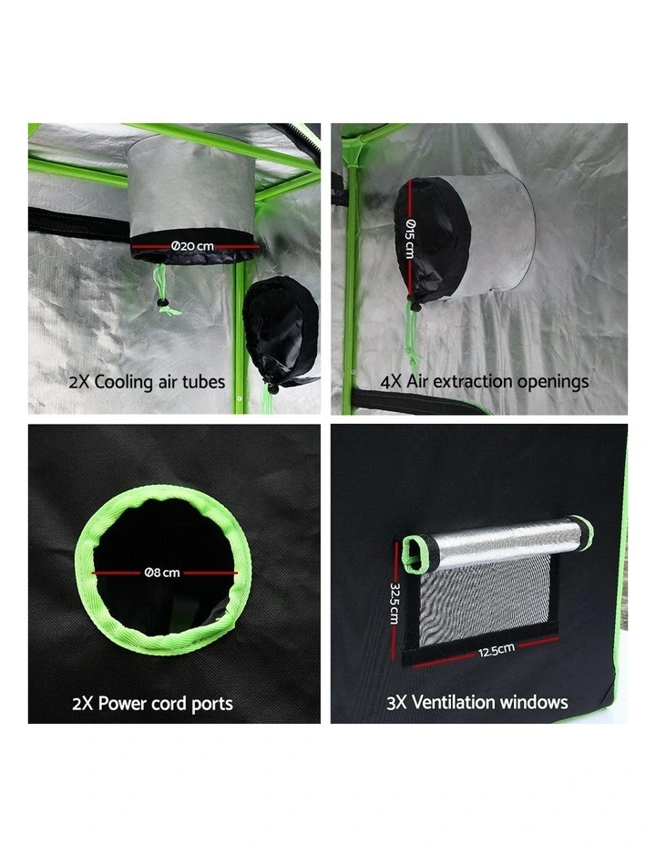 Hydroponics Grow Tent Kits 150x150x200cm in Black