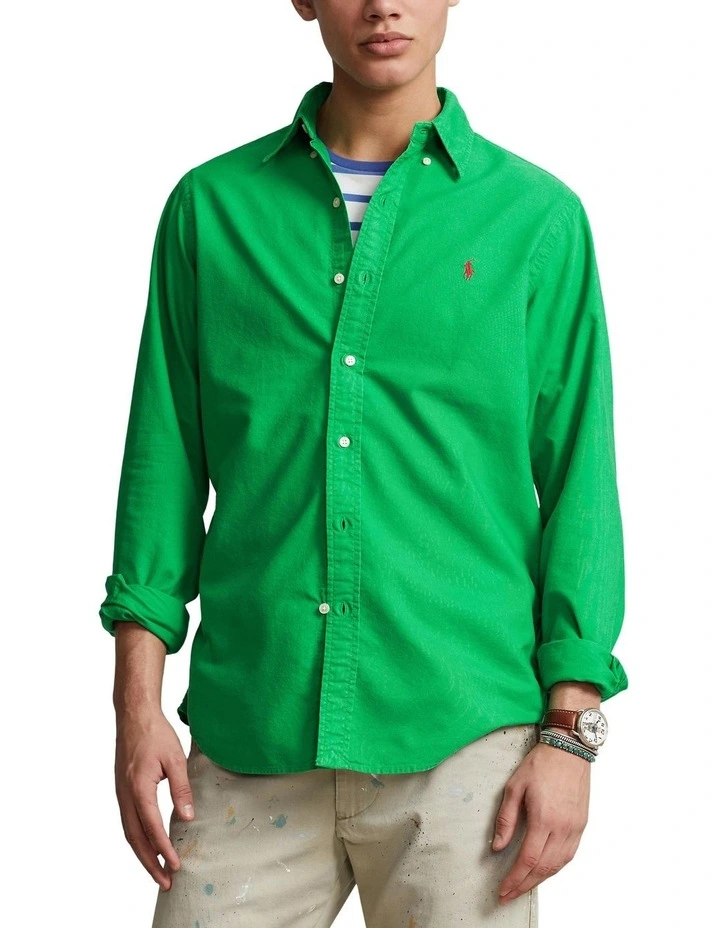 Classic Fit Garment-Dyed Oxford Shirt in Green