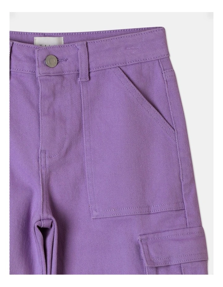 Mid Rise Cargo Jean in Purple
