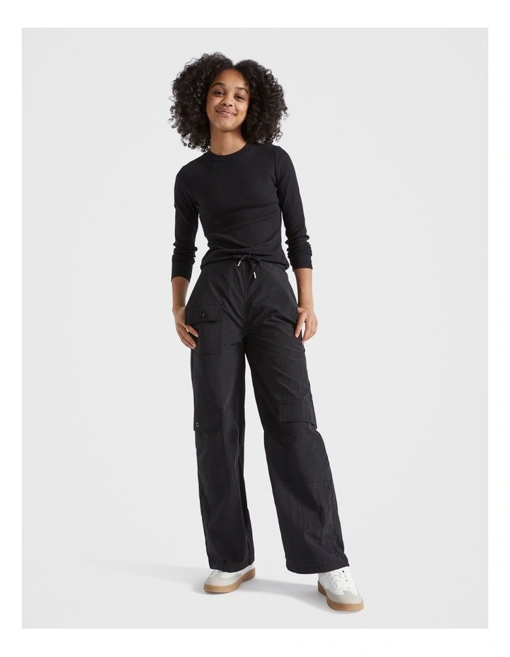 Parachute Cargo Pant in Black