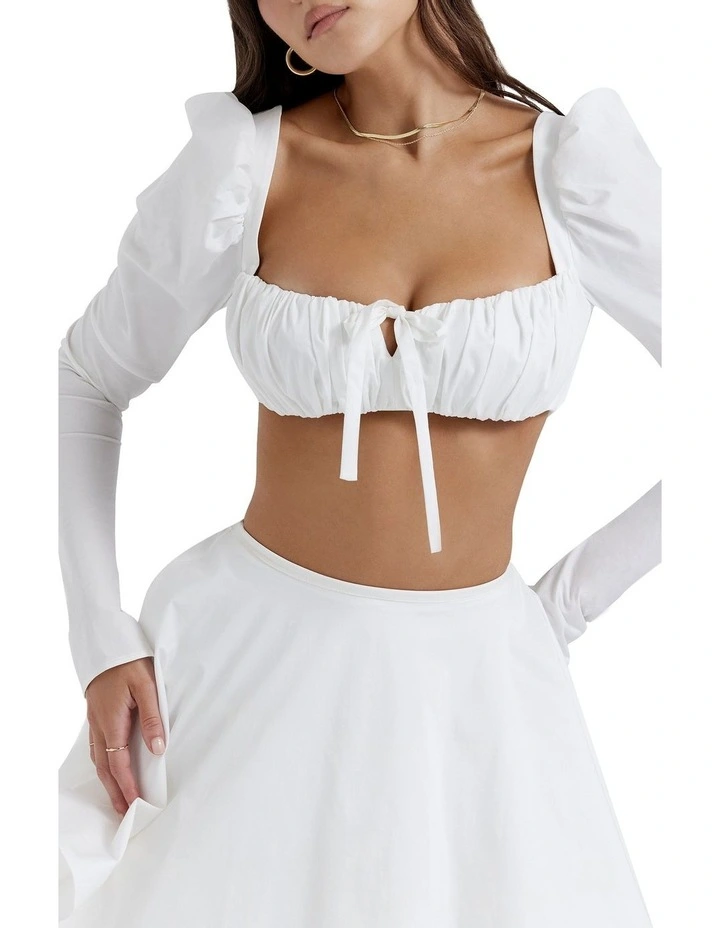 Shira Puff Sleeve Top in White
