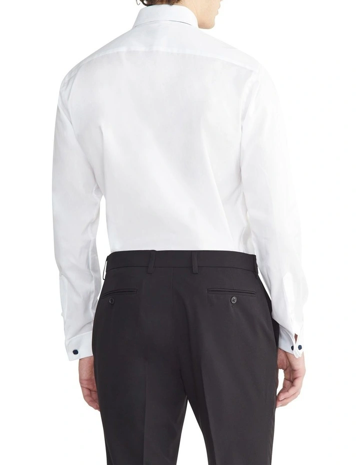 Tailored Twill Fly Front Dinner Shirt in White