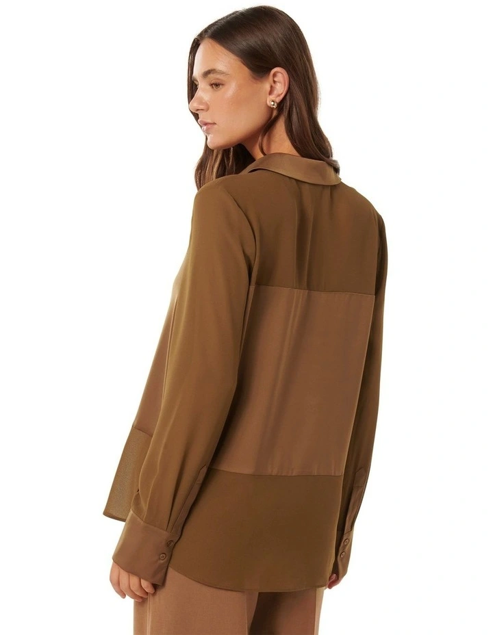 Scout Sheer Panelled Shirt in Brown