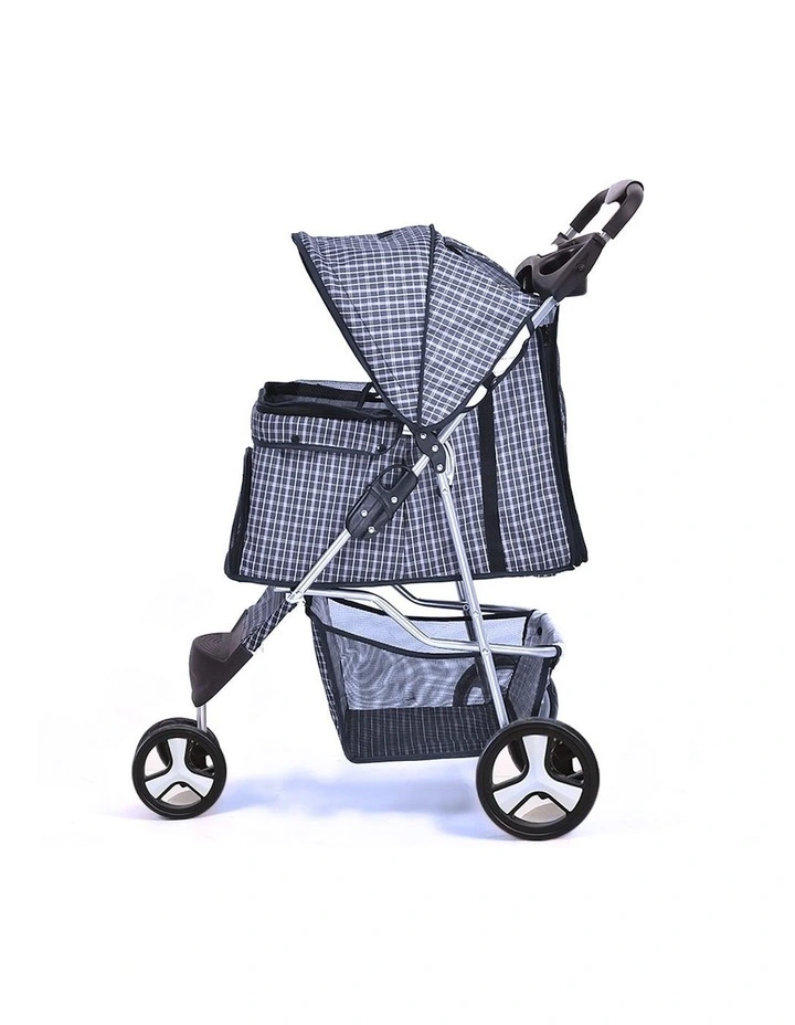 Foldable 3 Wheels Pet Stroller in Plaid
