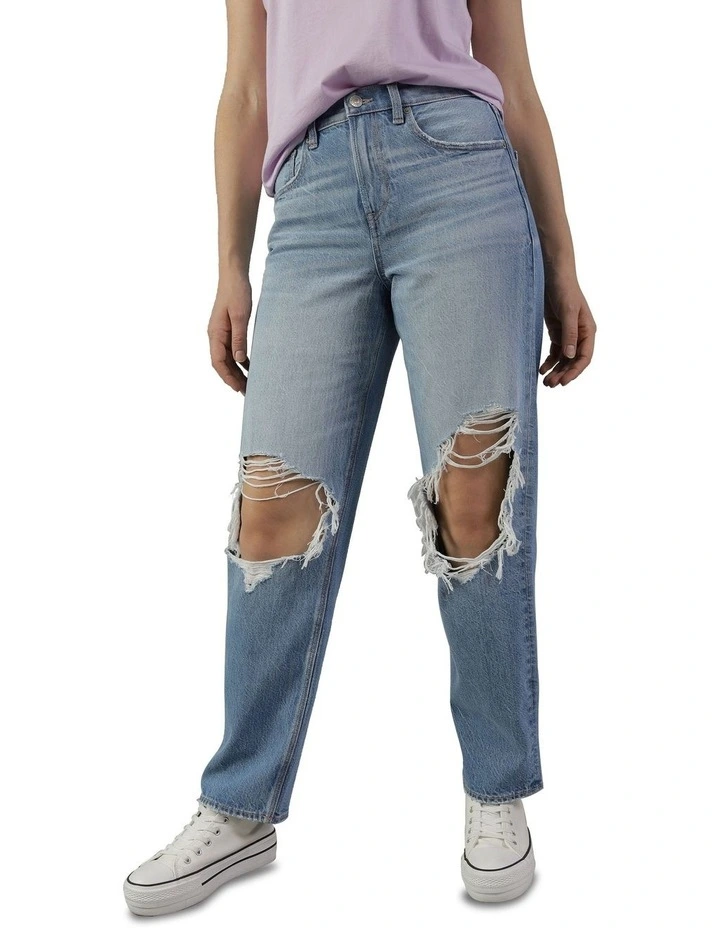 Strigid Highest Waist Ripped Baggy Straight Jean in Light Vintage